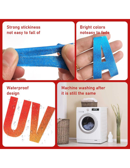 10 Hojas Letras Termoadhesivas CLINTT 5.08 cm Colorido