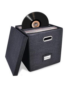 Caja de Almacenamiento de Discos ZEDKEHO Negra 50 LPs