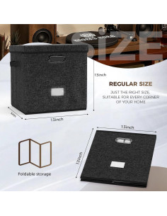 Caja de Almacenamiento de Discos ZEDKEHO Negra 50 LPs 2