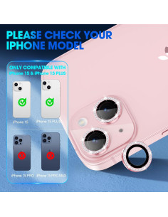 Protector de Lente Xfilm para iPhone 15/15 Plus 9H Rosa 2