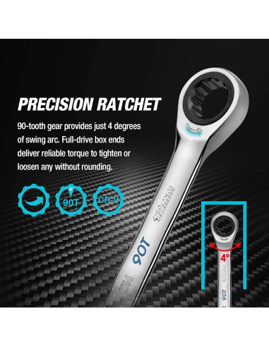 Juego de Llaves Combinadas 8 Piezas DURATECH 90 Dientes