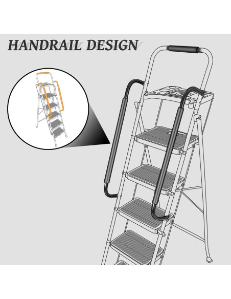 Escalera Plegable 5 Pasos Blackhorse-Racing HM3603 149 kg