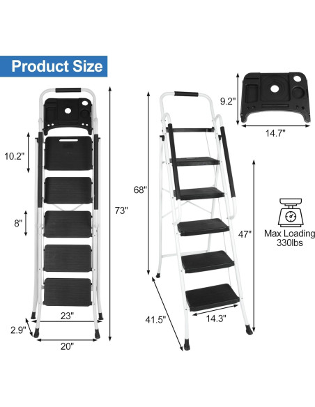 Escalera Plegable 5 Pasos Blackhorse-Racing HM3603 149 kg