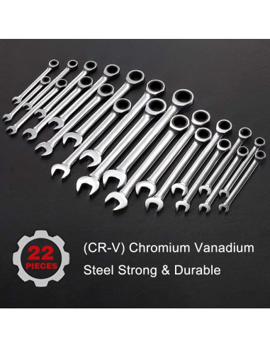 Juego de Llaves de Carraca BULLTOOLS 22 Piezas Acero Vanadio