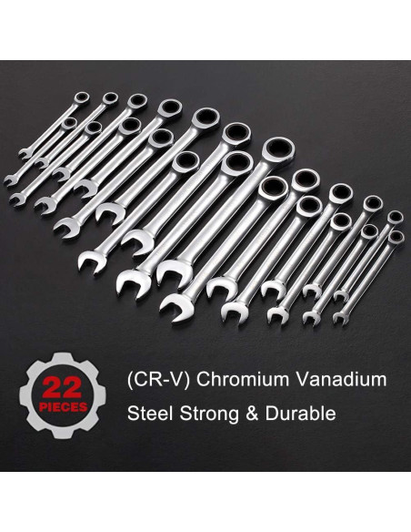 Juego de Llaves de Carraca BULLTOOLS 22 Piezas Acero Vanadio