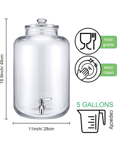 Dispensador de Agua de Vidrio Newtay 20L con Grifo de Acero