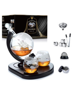 Juego de Decantador de Whiskey SHIGOO Globo 850ml 9 en 1