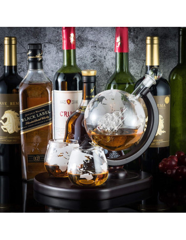 Juego de Decantador de Whiskey SHIGOO Globo 850ml 9 en 1