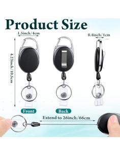 80 Clips de Insignia Retráctiles Laumoi para Oficina Negro 2