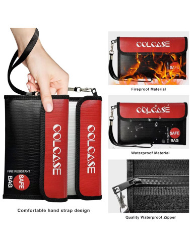 Bolsa de Dinero a Prueba de Fuego COLCASE 21x12 cm 2 Piezas