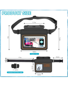 Riñonera Impermeable Teeloray IPX8 Ajustable 21,59 cm 2