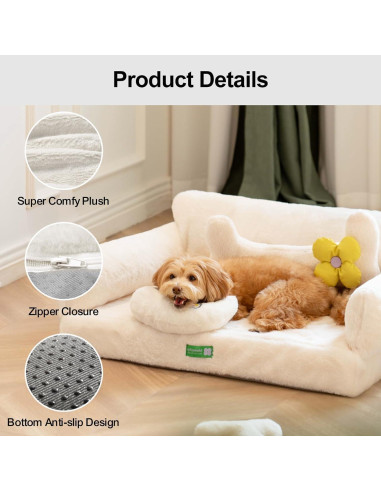 Cama ortopédica MEWOOFUN para gatos y perros medianos Beige
