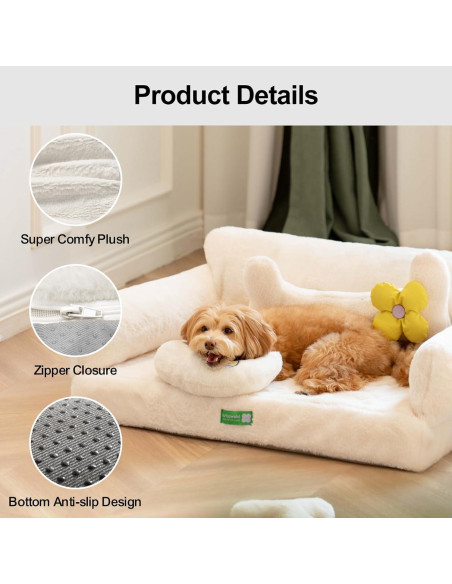 Cama ortopédica MEWOOFUN para gatos y perros medianos Beige