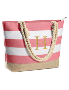 Bolsa de Playa Impermeable YOOLIFE Rosa con Inicial Bordada