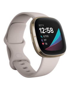 Fitbit Sense Reloj Inteligente Salud GPS ECG SpO2 Blanco/Dorado