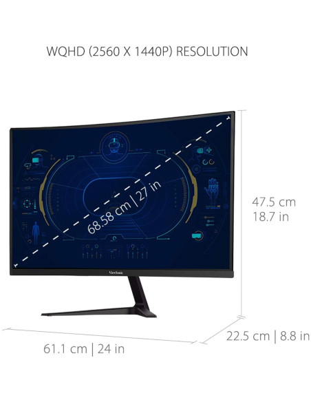 Monitor Curvo ViewSonic 27" 1440p 1ms 180Hz FreeSync