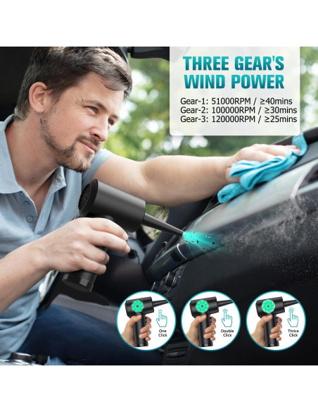 Soplador de aire COMOBELIEF 120000 RPM 3 velocidades recargable Soplador de aire COMOBELIEF 120000 RPM 3 velocidades recargable
