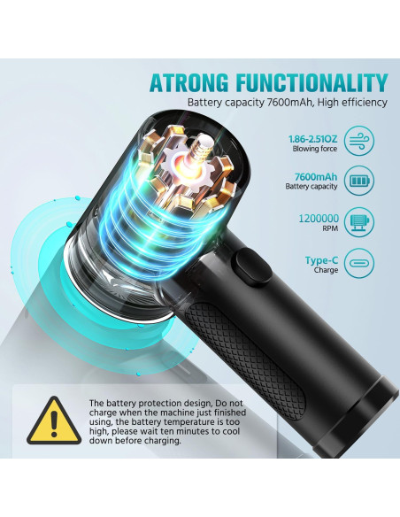 Soplador de aire COMOBELIEF 120000 RPM 3 velocidades recargable Soplador de aire COMOBELIEF 120000 RPM 3 velocidades recargable
