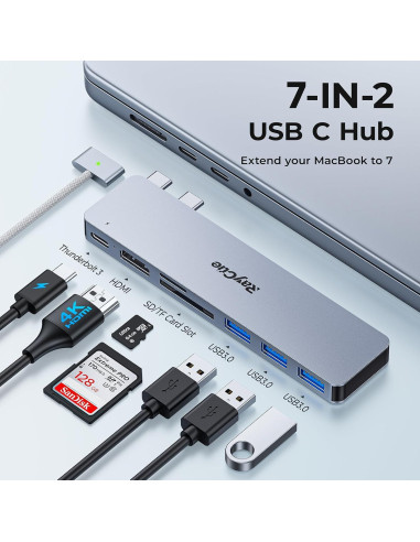 Adaptador USB C Hub HDMI RayCue para MacBook Pro/Air 4K