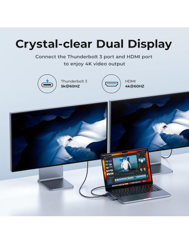 Adaptador USB C Hub HDMI RayCue para MacBook Pro/Air 4K