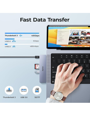 Adaptador USB C Hub HDMI RayCue para MacBook Pro/Air 4K