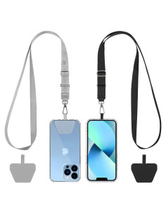 Lanyard Ajustable CACOE para Teléfono Universal Negro+Gris