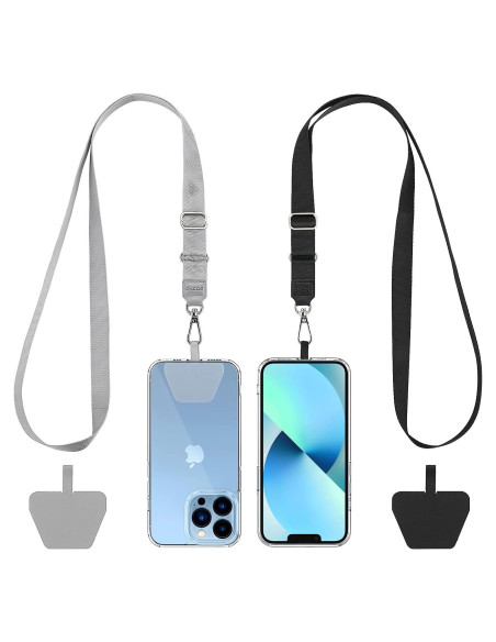 Lanyard Ajustable CACOE para Teléfono Universal Negro+Gris