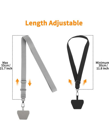 Lanyard Ajustable CACOE para Teléfono Universal Negro+Gris