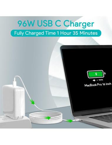 Cargador USB C 96W Tearplex para MacBook Pro y Air