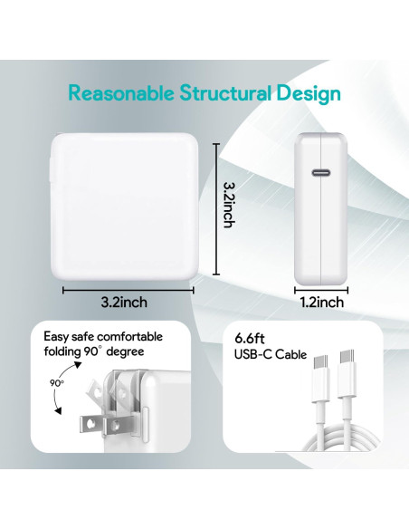 Cargador USB C 96W Tearplex para MacBook Pro y Air