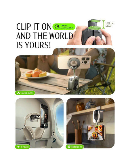 Soporte para Teléfono en Avión LISEN MagSafe Negro 360 Soporte para Teléfono en Avión LISEN MagSafe Negro 360