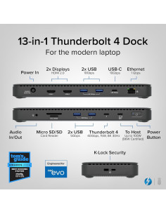 Dock Thunderbolt 4 Plugable TBT4-UD5 100W 2x4K HDMI 2