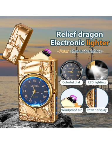 Encendedor Eléctrico SKRFIRE HF - Recargable USB Dorado