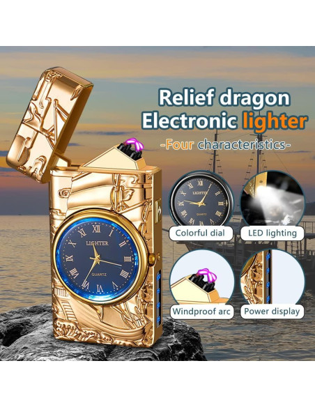 Encendedor Eléctrico SKRFIRE HF - Recargable USB Dorado