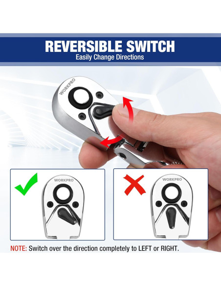 Juego de Llave de Carraca WORKPRO 16 PCS Cabeza Flexible