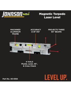 Nivel láser torpedo Johnson 40-6184 magnético 30,48 m 2