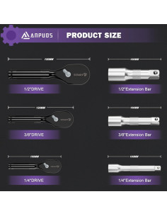 Juego de Llaves de Carraca Cortas ANPUDS 6 Piezas 72 Dientes 2
