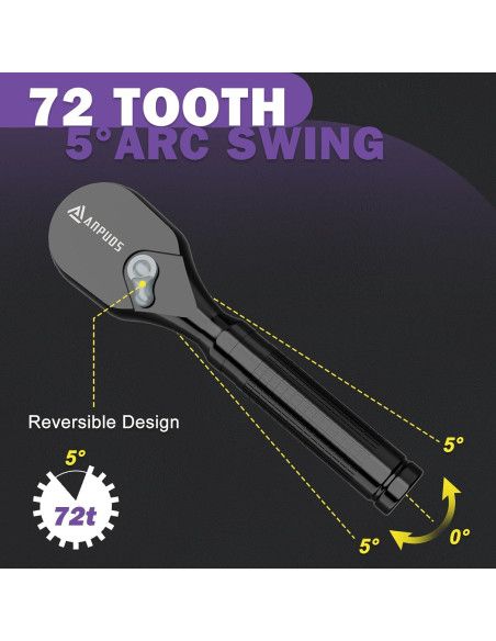 Juego de Llaves de Carraca Cortas ANPUDS 6 Piezas 72 Dientes