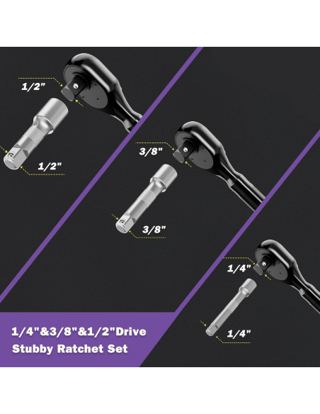 Juego de Llaves de Carraca Cortas ANPUDS 6 Piezas 72 Dientes