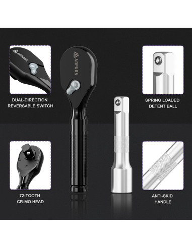 Juego de Llaves de Carraca Cortas ANPUDS 6 Piezas 72 Dientes