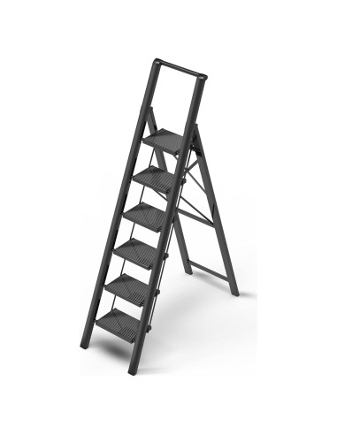 Escalera de 6 pasos GameGem de aluminio plegable - Negro