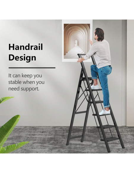 Escalera de 6 pasos GameGem de aluminio plegable - Negro