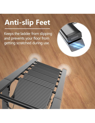 Escalera de 6 pasos GameGem de aluminio plegable - Negro