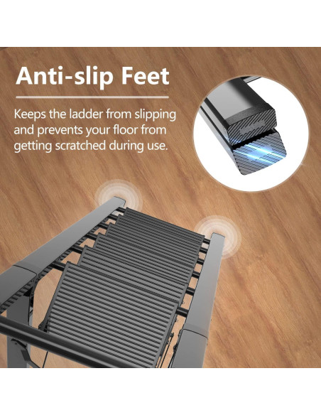 Escalera de 6 pasos GameGem de aluminio plegable - Negro