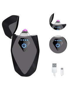 Encendedor de Plasma RSBYE Doble Arco Recargable USB Negro