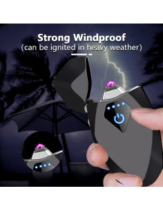 Encendedor de Plasma RSBYE Doble Arco Recargable USB Negro 2