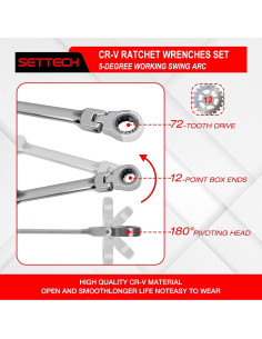 Juego de Llaves de Carraca Flexible SETTECH 21 Piezas 2