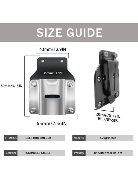 Soporte para Cinta Métrica QIAOTLB 0026 Acero Inoxidable