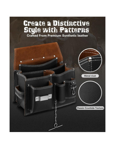 Bolsa de Herramientas ARCFOX con Cinturón de Cuero 10 Bolsillos