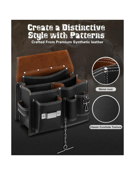 Bolsa de Herramientas ARCFOX con Cinturón de Cuero 10 Bolsillos